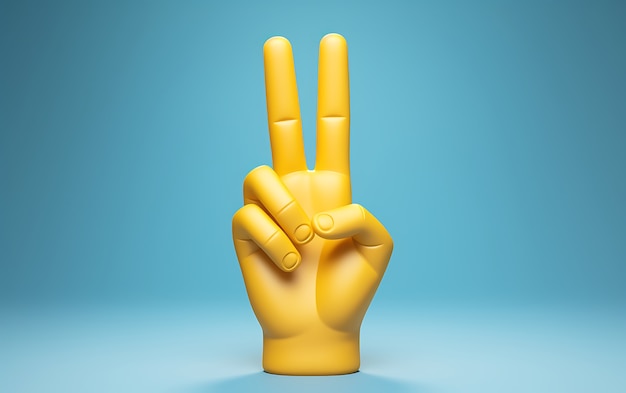 Widok 3D ręki pokazującej gest pokoju
