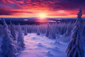 Bezpłatne zdjęcie widok 3d słońca na niebie zimą