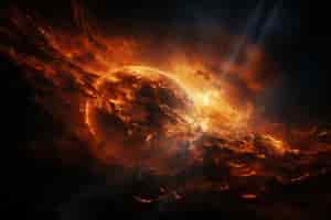 Bezpłatne zdjęcie widok 3d słońca w kosmosie