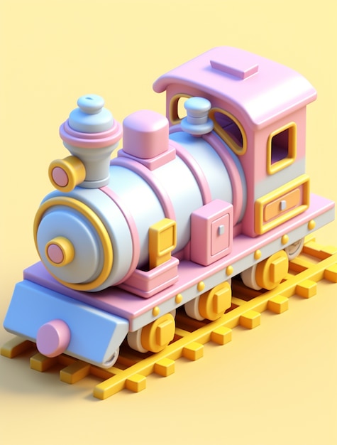 Bezpłatne zdjęcie widok 3d zabawkowego modelu pociągu