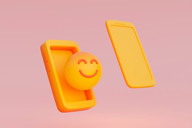 Widok 3D żółtego emoji