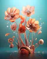 Bezpłatne zdjęcie widok abstrakcyjnej kompozycji kwiatowej 3d