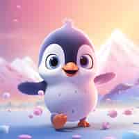 Bezpłatne zdjęcie widok animowanego pingwina 3d z kreskówek