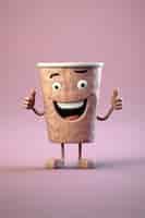 Bezpłatne zdjęcie widok animowanej filiżanki kawy z kreskówki 3d