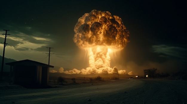 Bezpłatne zdjęcie widok apokaliptycznego grzyba wybuchu bomby nuklearnej
