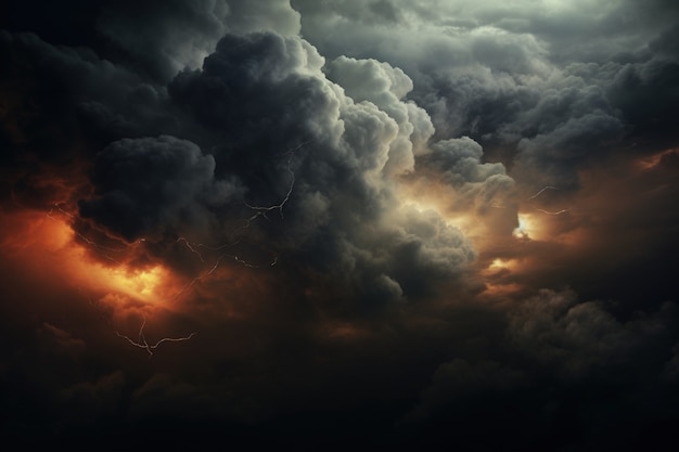Widok apokaliptycznych ciemnych chmur