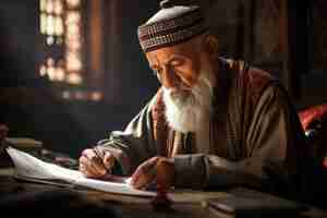 Bezpłatne zdjęcie widok boczny islamskiego pisarza