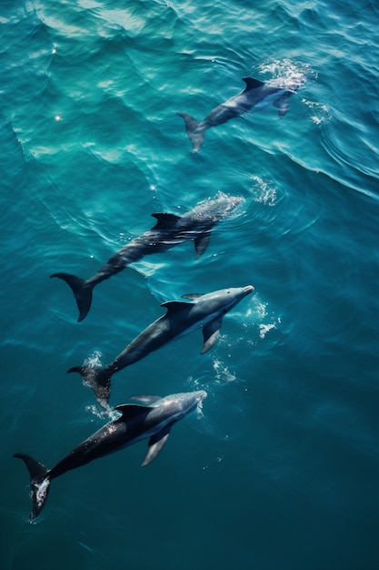Bezpłatne zdjęcie widok delfinów pływających w wodzie