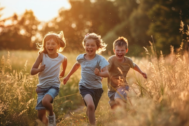 Widok dzieci uprawiających aktywność zdrowotną i zdrową