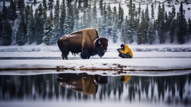 Widok dzikiego bizona