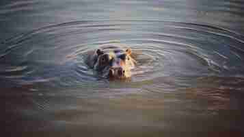 Bezpłatne zdjęcie widok dzikiego hipopotama