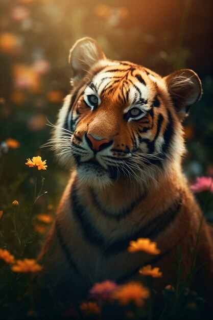 Widok dzikiego tygrysa w przyrodzie