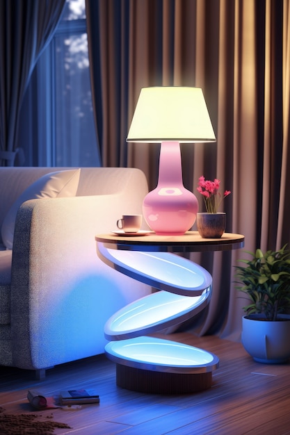 Bezpłatne zdjęcie widok futurystycznej konstrukcji lampy świetlnej