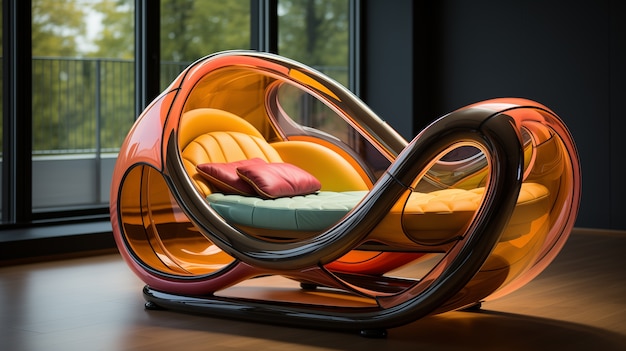 Bezpłatne zdjęcie widok futurystycznej sypialni z meblami