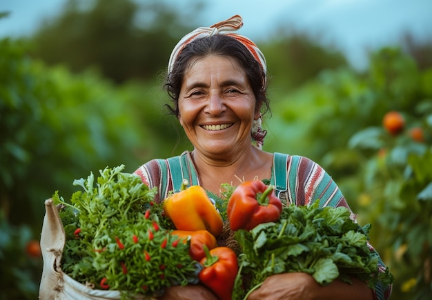 Bezpłatne zdjęcie widok kobiety pracującej w sektorze rolniczym w celu świętowania dnia pracy kobiet.