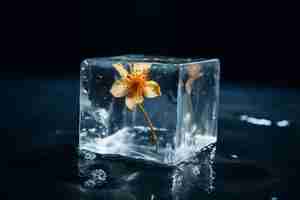 Bezpłatne zdjęcie widok kostki lodu z kwiatem