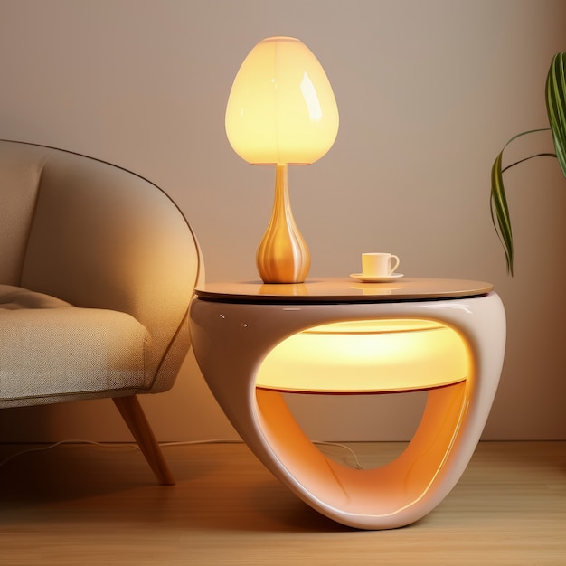 Bezpłatne zdjęcie widok lampy domowej z futurystycznym projektem