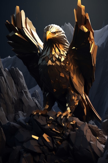 Bezpłatne zdjęcie widok majestatycznego orła 3d z piórami