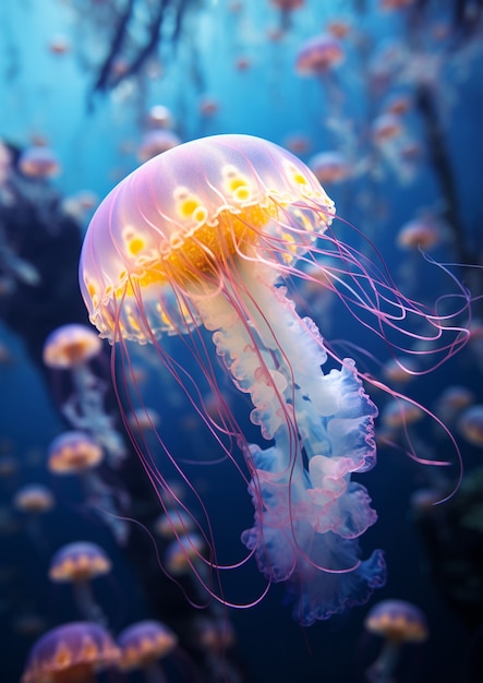 Widok majestatycznych meduz w oceanie
