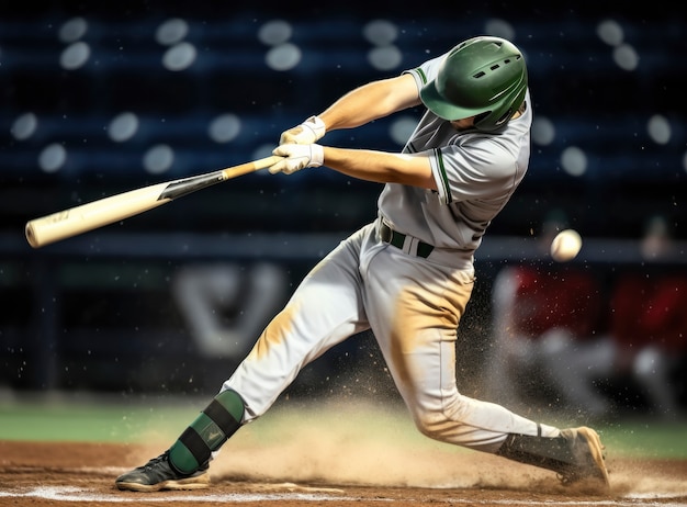 Widok męskiego gracza w baseball na boisku