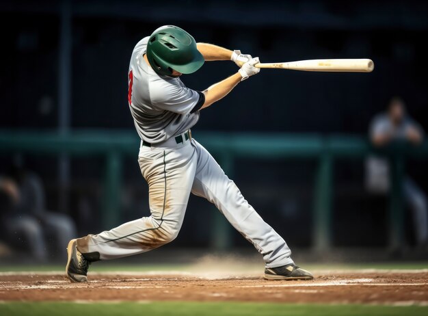 Widok męskiego gracza w baseball na boisku