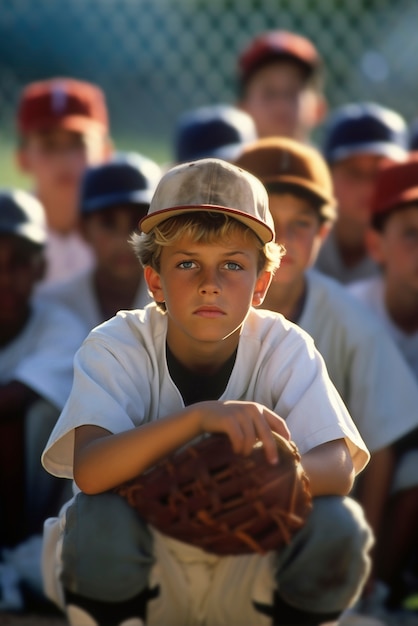 Bezpłatne zdjęcie widok młodego gracza w baseball