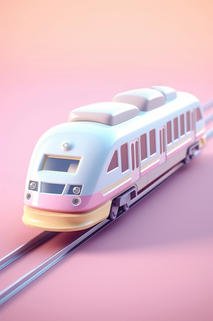 Bezpłatne zdjęcie widok modelu pociągu 3d z prostym kolorowym tłem
