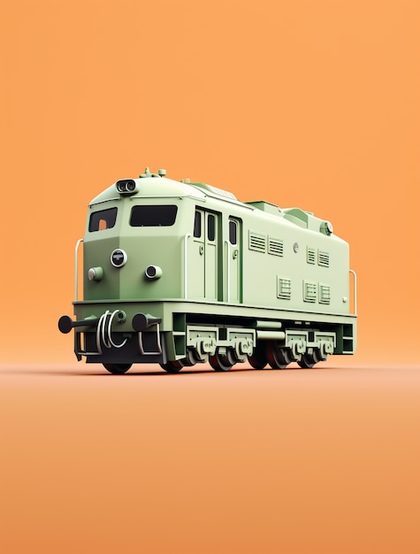 Bezpłatne zdjęcie widok modelu pociągu 3d z prostym tłem