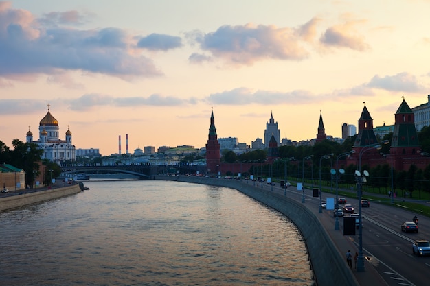 Widok Moskwy o zmierzchu. Rosja