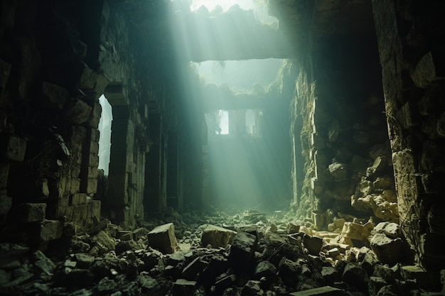 Widok na archeologiczne ruiny podwodnego budynku