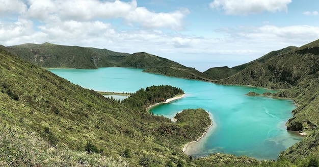 Bezpłatne zdjęcie widok na lagoa do fogo