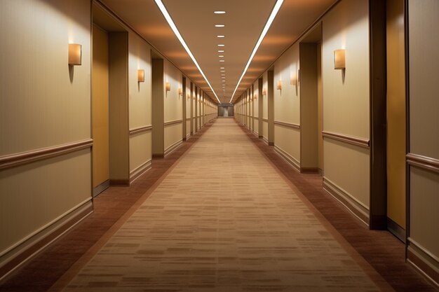 Widok na luksusowy hotelowy korytarz
