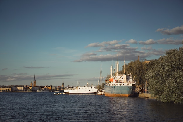 Widok na panoramę miasta. krajobrazy Sztokholmu w Szwecji.