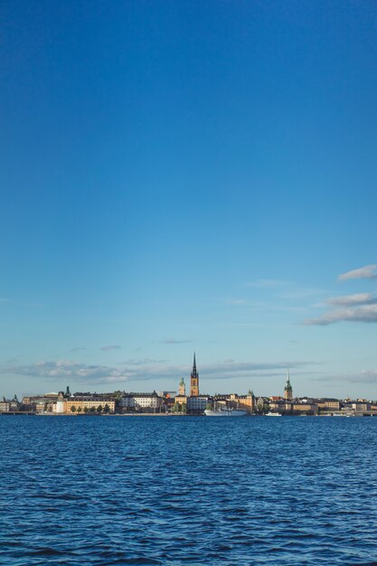 Widok na panoramę miasta. krajobrazy Sztokholmu w Szwecji.
