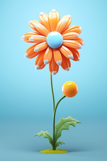 Widok na piękny kwiat 3D