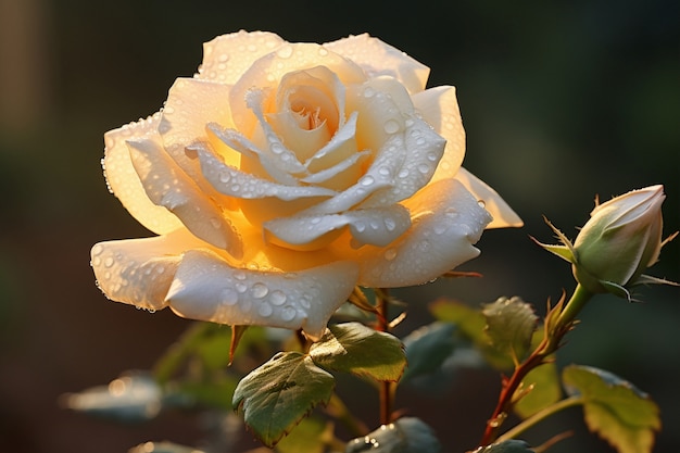 Widok na piękny kwitnący kwiat róży