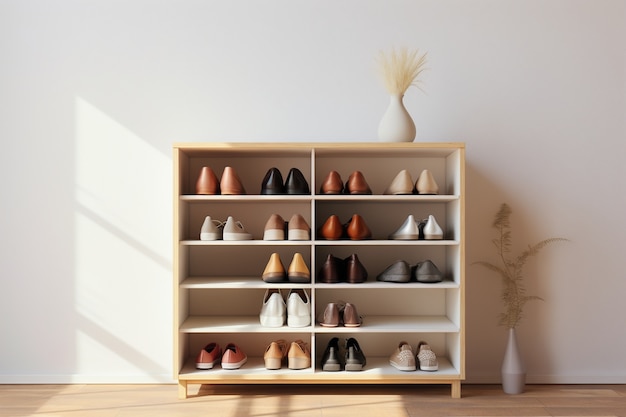 Widok na półkę na buty z miejscem do przechowywania obuwia
