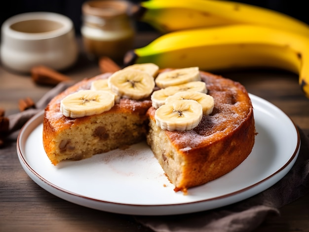 Widok na pyszny deser z bananami