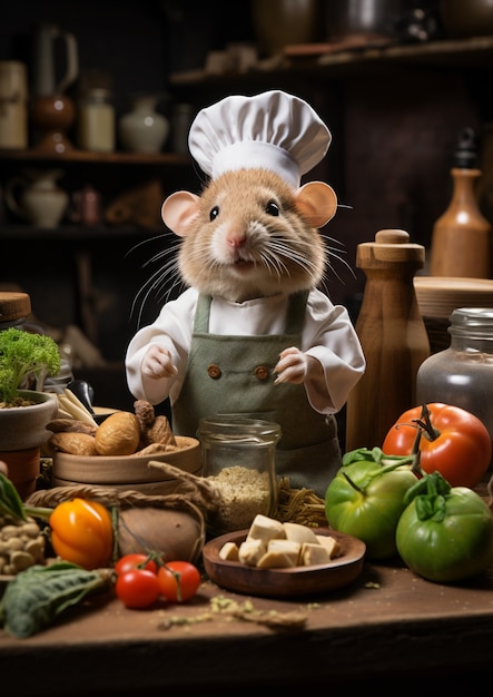 Bezpłatne zdjęcie widok na szczura kucharza
