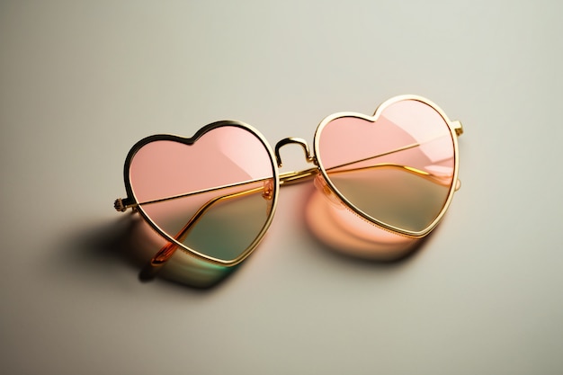 Widok okularów przeciwsłonecznych w kształcie serca