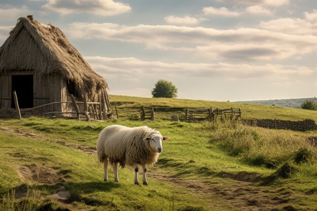 Widok owiec na zewnątrz w przyrodzie
