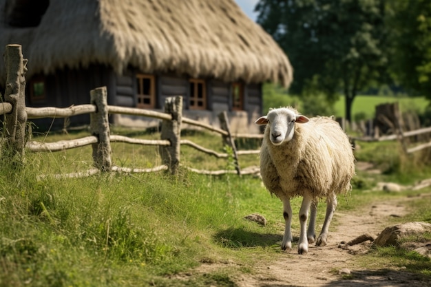 Widok owiec na zewnątrz w przyrodzie