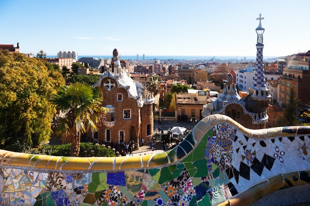 Widok Parkowy Guell w zimie. Barcelona