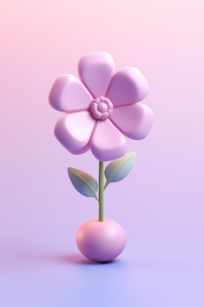 Bezpłatne zdjęcie widok pięknego kwiatu 3d w doniczce