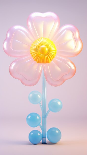 Widok pięknego półprzezroczystego kwiatu 3D