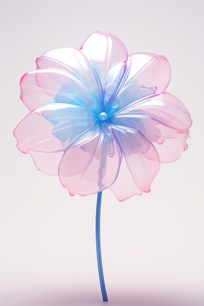 Widok pięknego półprzezroczystego kwiatu 3D