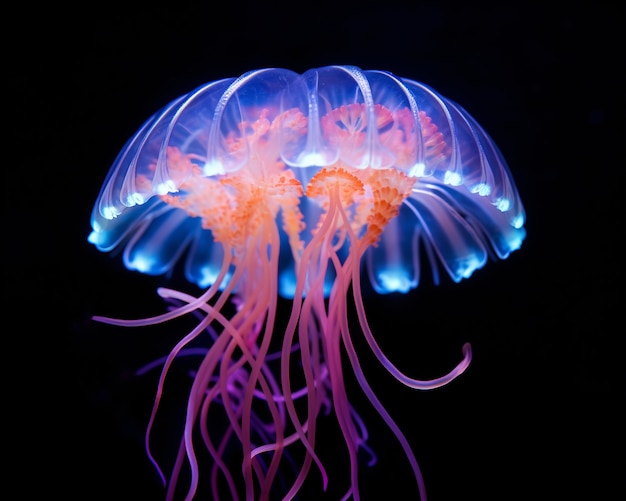 Widok pięknej meduzy pływającej w wodzie