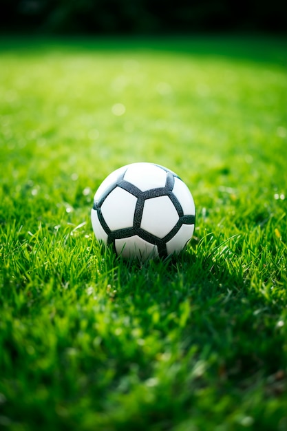 Bezpłatne zdjęcie widok piłki nożnej na trawie na boisku