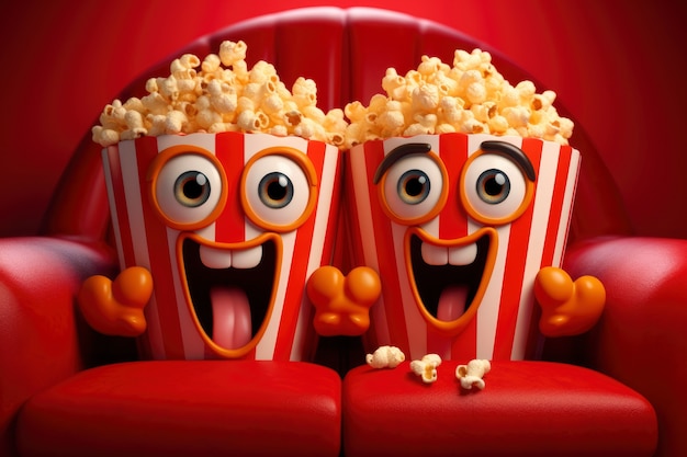 Bezpłatne zdjęcie widok popcornu z kina 3d