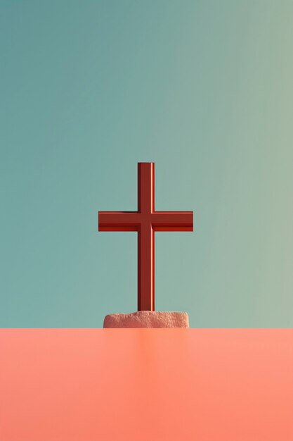 Widok prostego 3D krzyża religijnego
